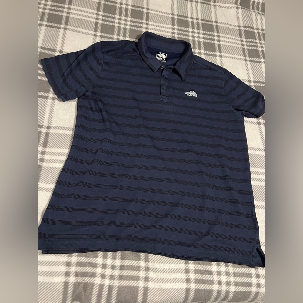 The North Face Navy Striped Polo Shirt- Flashdry- Men’s XL - Picture 6 of 16